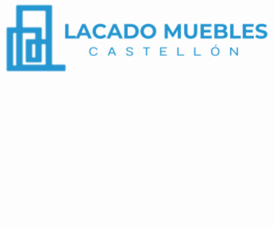 Logotipo animado de Lacado Muebles Castellón con fondo blanco, empresa de lacado de muebles en Castellón